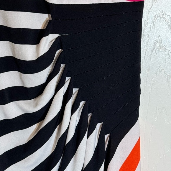 London Times Sleeveless Bright Stripe Ruched Sheath Dress - Picture 4 of 7